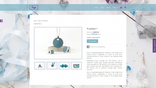 przykładowa galeria, opis konkretnego produktu z wyceną i możliwością zakupu
