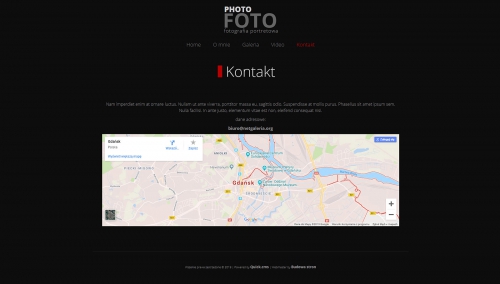 przykład galerii, możliwość opcjonalnej publikacji interaktywnej mapy dojazdowej Google